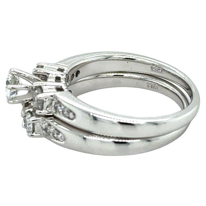 3/4ctw Diamond 14k White Gold Bridal Wedding Ring Set 8.1g Size 7