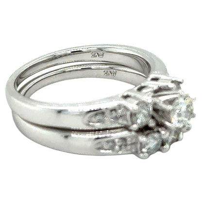 3/4ctw Diamond 14k White Gold Bridal Wedding Ring Set 8.1g Size 7