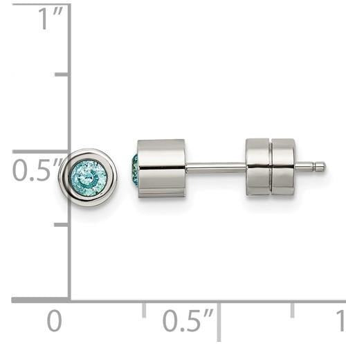 Chisel Blue CZ December Birthstone Post Earrings Stainless Steel Polished