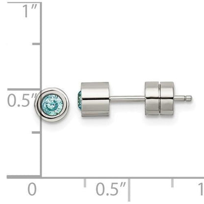 Chisel Blue CZ December Birthstone Post Earrings Stainless Steel Polished