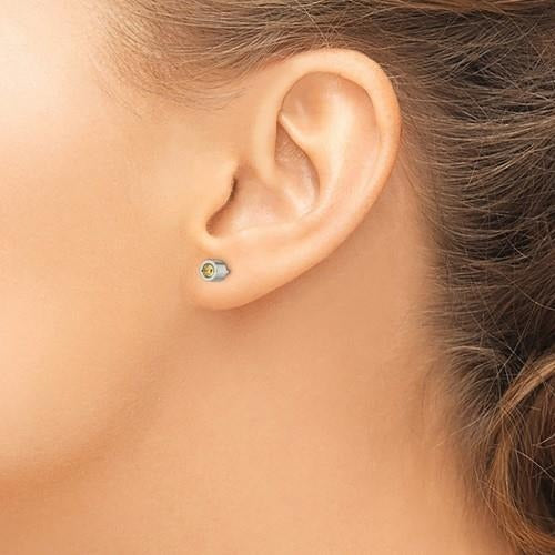 Chisel Blue CZ December Birthstone Post Earrings Stainless Steel Polished