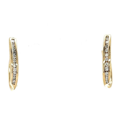 14k Yellow Gold 1/3ct Diamond Hoop Earrings 7.8g