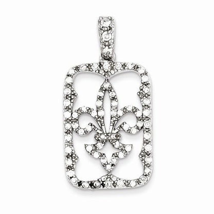 Sterling Silver Cubic Zirconia Fleur De Lis Pendant