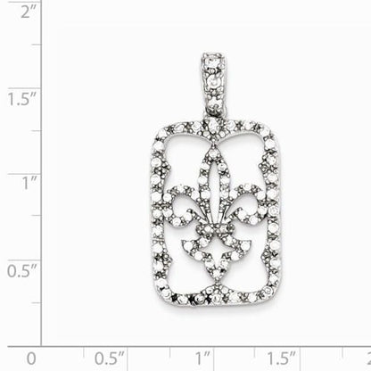 Sterling Silver Cubic Zirconia Fleur De Lis Pendant