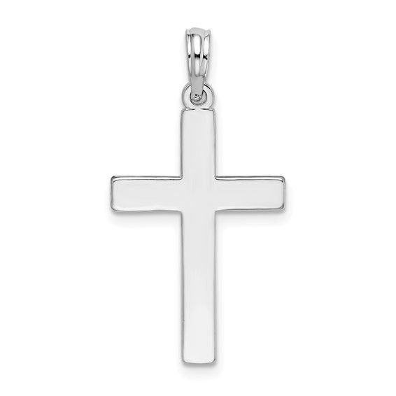 Sterling Silver Polished Flat Latin Cross Pendant 925 Rhodium-Plated