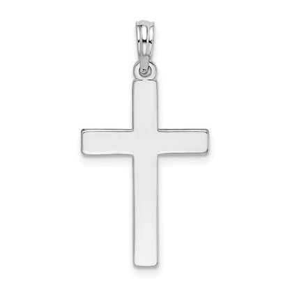Sterling Silver Polished Flat Latin Cross Pendant 925 Rhodium-Plated