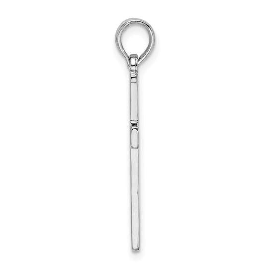 Sterling Silver Polished Flat Latin Cross Pendant 925 Rhodium-Plated
