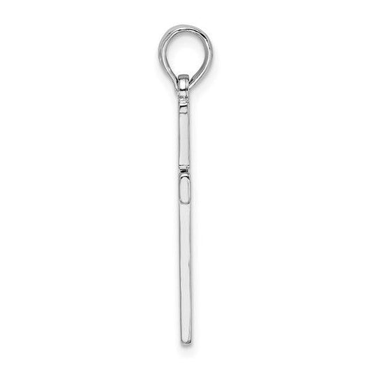 Sterling Silver Polished Flat Latin Cross Pendant 925 Rhodium-Plated