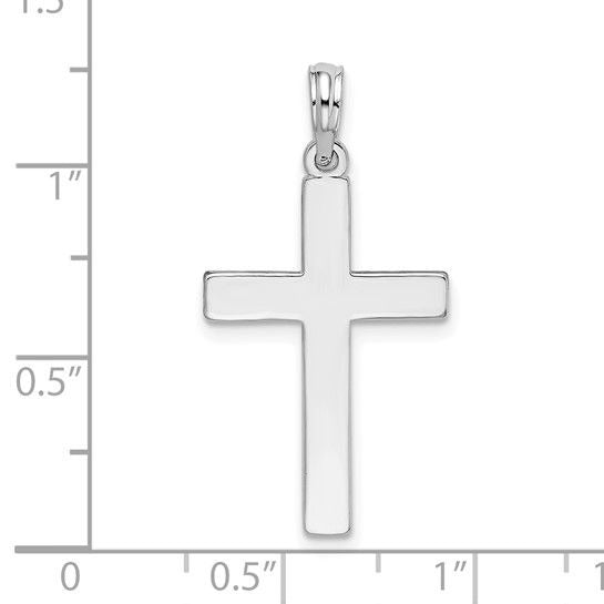 Sterling Silver Polished Flat Latin Cross Pendant 925 Rhodium-Plated
