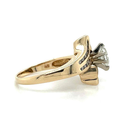 1/2 Ctw Diamond Solitaire & Accent Ring 14k Yellow Gold 4.9g Size 6