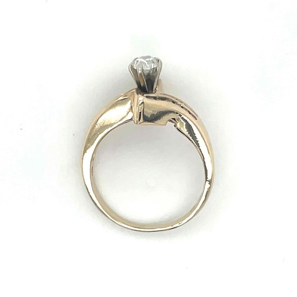 1/2 Ctw Diamond Solitaire & Accent Ring 14k Yellow Gold 4.9g Size 6