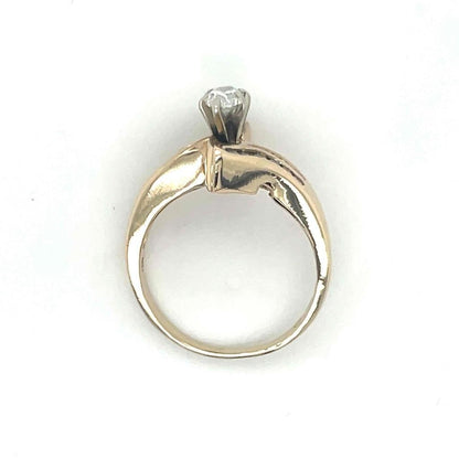 1/2 Ctw Diamond Solitaire & Accent Ring 14k Yellow Gold 4.9g Size 6
