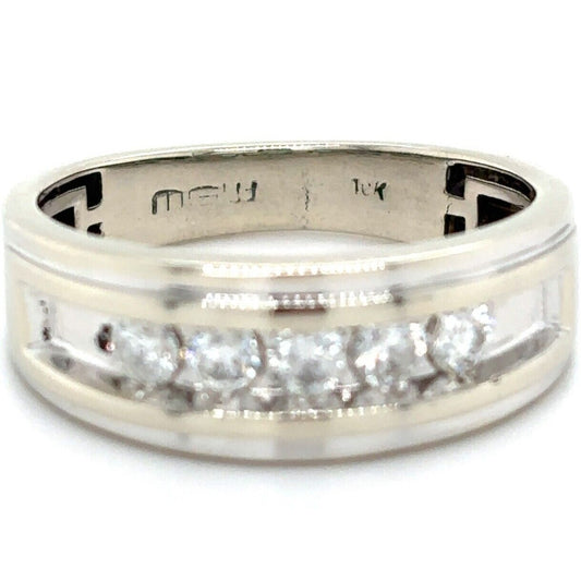 10k White Gold 1/2ct Diamond Band Ring 3.7g Size 8.25