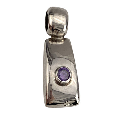 Amethyst Purple Cubic Zirconia Pendant .925 Sterling Silver 8.7g