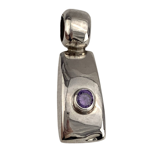 Amethyst Purple Cubic Zirconia Pendant .925 Sterling Silver 8.7g
