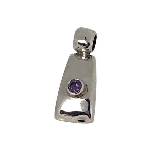Amethyst Purple Cubic Zirconia Pendant .925 Sterling Silver 8.7g