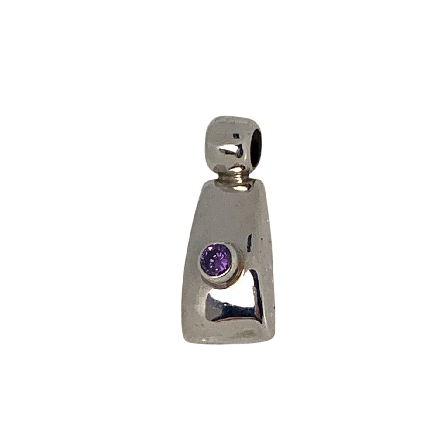 Amethyst Purple Cubic Zirconia Pendant .925 Sterling Silver 8.7g