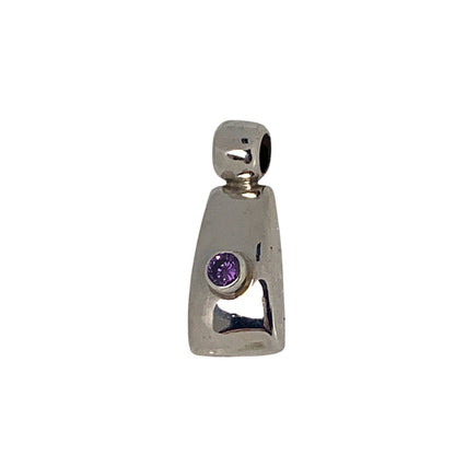 Amethyst Purple Cubic Zirconia Pendant .925 Sterling Silver 8.7g