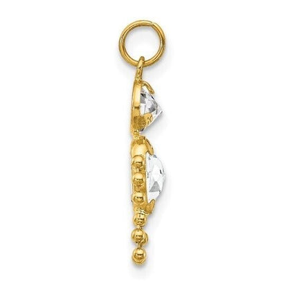 10k Yellow Gold Cubic Zirconia and April Boy Birthstone Charm Pendant