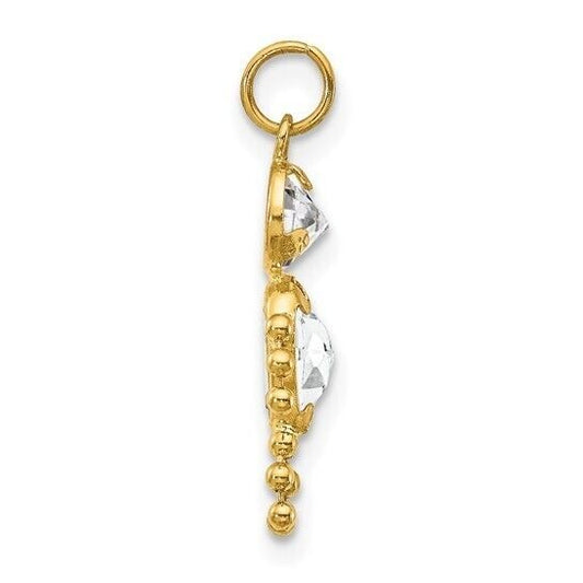 10k Yellow Gold Cubic Zirconia and April Boy Birthstone Charm Pendant