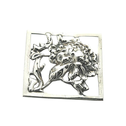 Vintage Square Flower Pin .925 Sterling Silver 15.9g