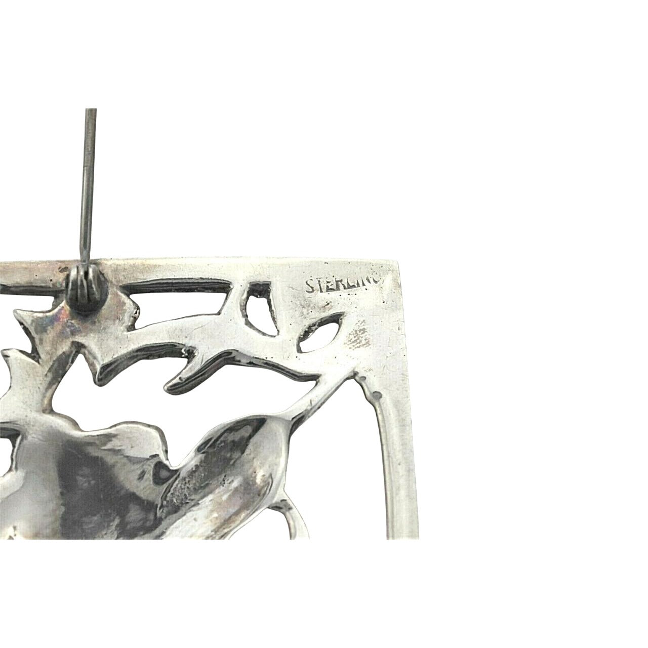 Vintage Square Flower Pin .925 Sterling Silver 15.9g