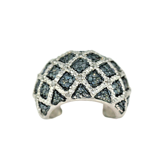 Blue & White Cubic Zirconia Band Ring .925 Sterling Silver 11.1g Size 7