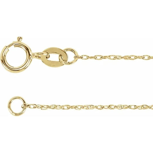 14K Yellow Gold-Filled 1mm Rope Chain Necklace Spring Ring Clasp 18"