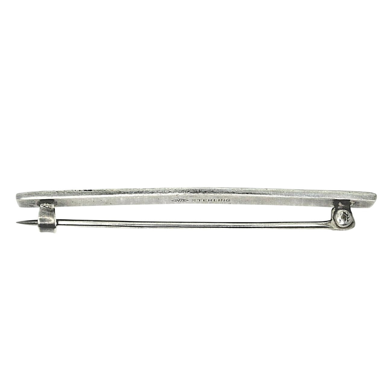 Vintage Sterling Silver & Blue Floral Enamel Bar Pin Brooch 4.3g