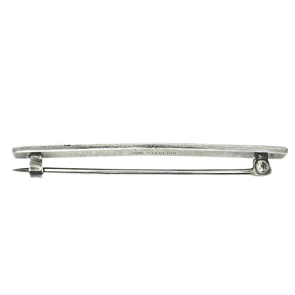 Vintage Sterling Silver & Blue Floral Enamel Bar Pin Brooch 4.3g