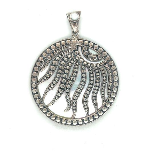Sterling Silver Mother Of Pearl Pendant Moonstone Accent 15.4g