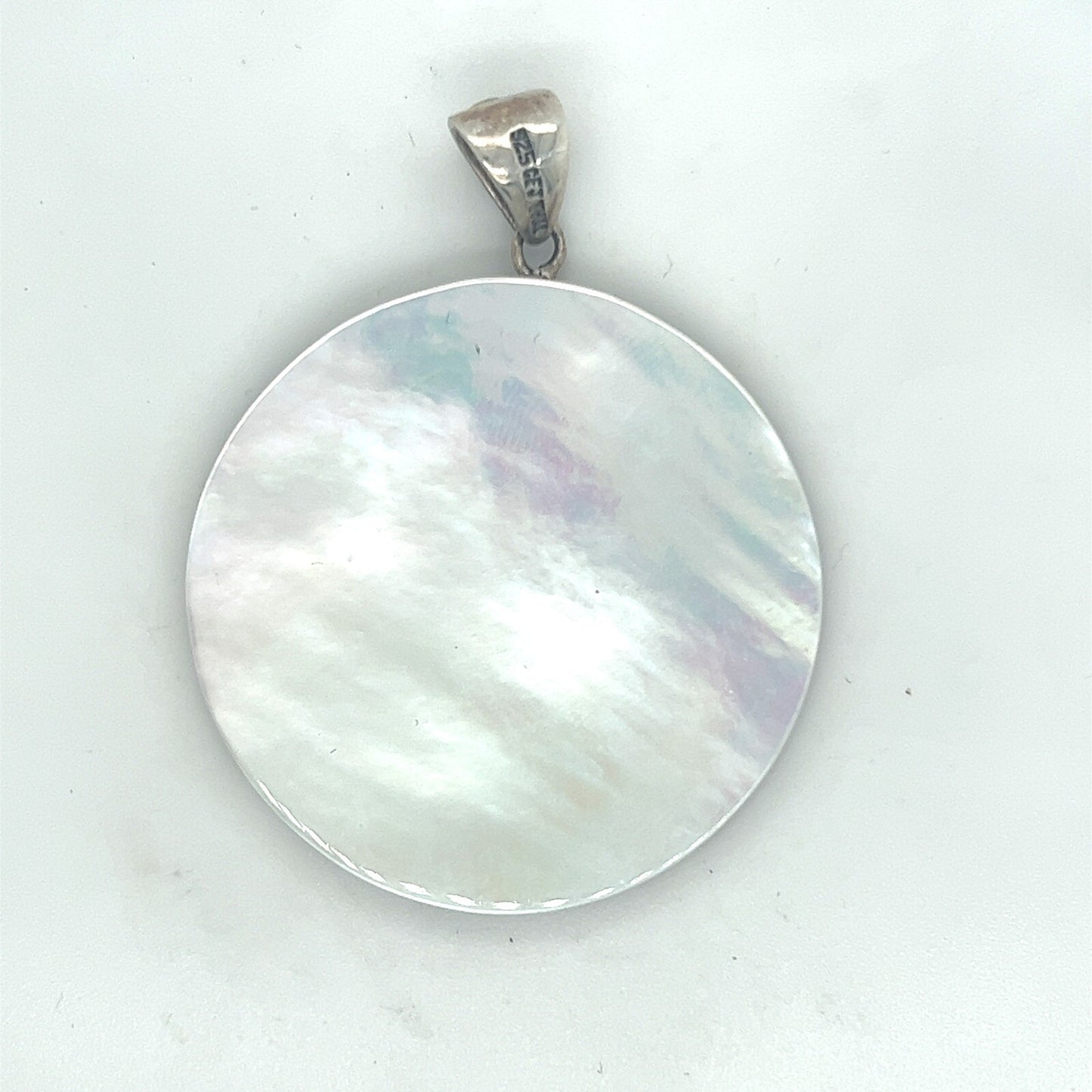 Sterling Silver Mother Of Pearl Pendant Moonstone Accent 15.4g