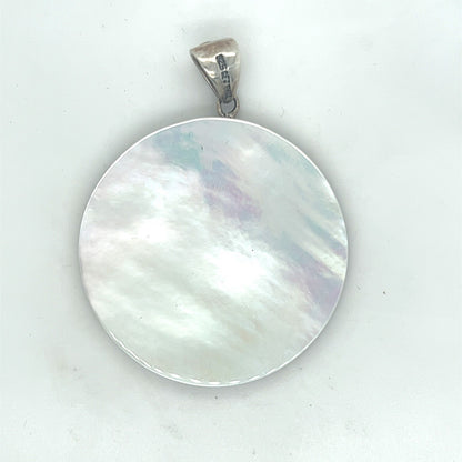 Sterling Silver Mother Of Pearl Pendant Moonstone Accent 15.4g