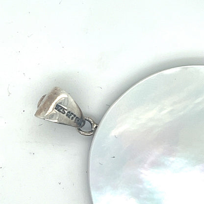 Sterling Silver Mother Of Pearl Pendant Moonstone Accent 15.4g