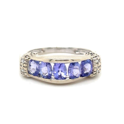 Tanzanite & Diamond 14k White Gold Ring 2.1g Size 4.25