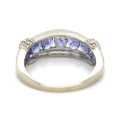 Tanzanite & Diamond 14k White Gold Ring 2.1g Size 4.25