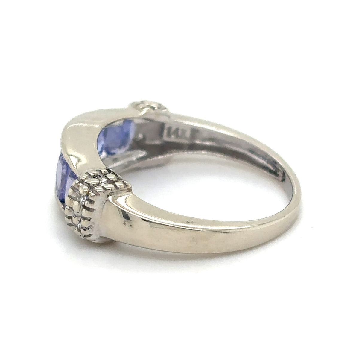 Tanzanite & Diamond 14k White Gold Ring 2.1g Size 4.25