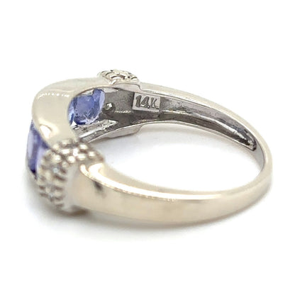 Tanzanite & Diamond 14k White Gold Ring 2.1g Size 4.25