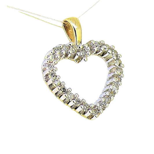 1/3 ct Diamond Heart Pendant 14k Yellow Gold 1.4g