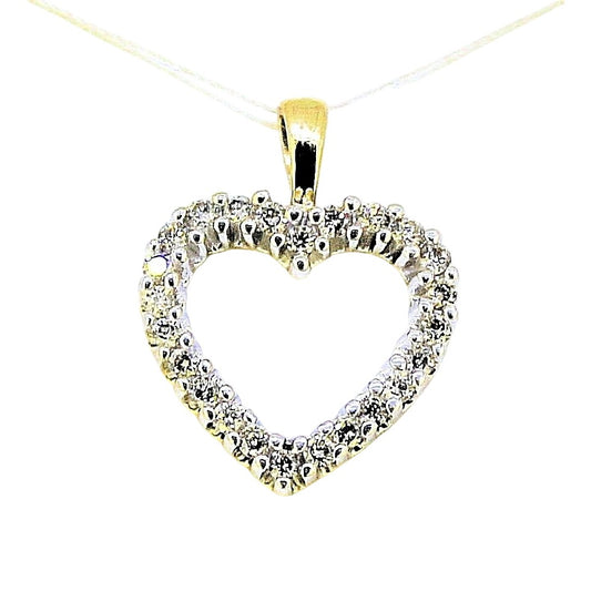 1/3 ct Diamond Heart Pendant 14k Yellow Gold 1.4g