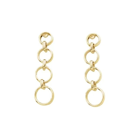 10K Yellow Gold Graduated Circle Dangle Earrings 26x7mm