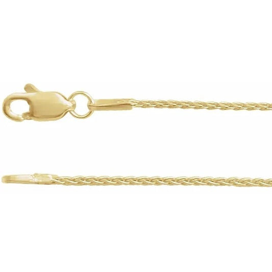 14K Yellow Gold-Filled 1.5 mm Wheat Chain 18" With Lobster Clasp