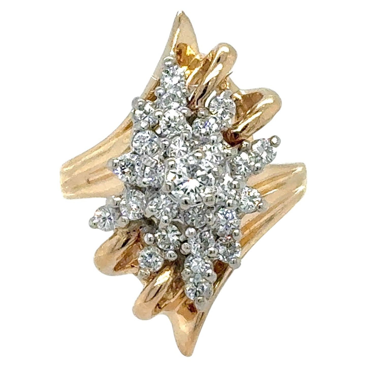 3/4ctw Diamond Cluster 14k Yellow Gold Ring 3.3g Size 6.5 (SI2-I1,G-I)