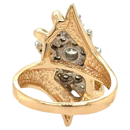 3/4ctw Diamond Cluster 14k Yellow Gold Ring 3.3g Size 6.5 (SI2-I1,G-I)
