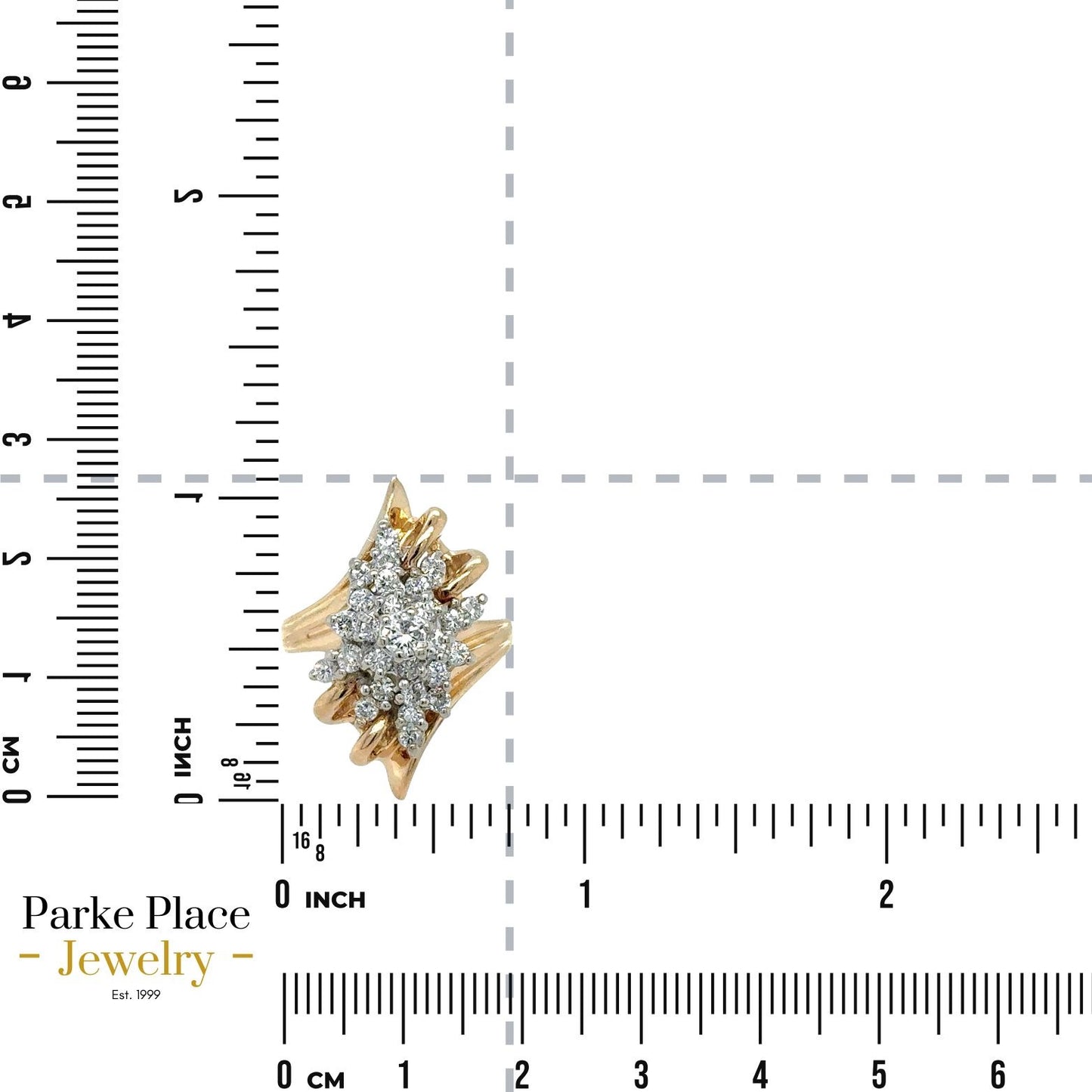 3/4ctw Diamond Cluster 14k Yellow Gold Ring 3.3g Size 6.5 (SI2-I1,G-I)