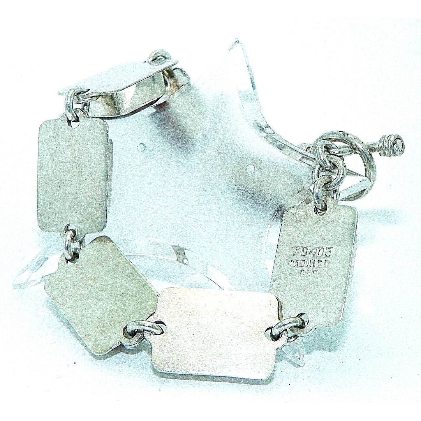 Jasper Bracelet 8"  .925 Sterling Silver Rectangle Design 41.2g Handmade Artisan Jewelry