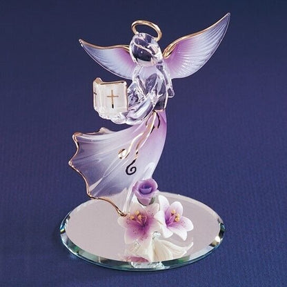 Glass Baron Lavender Angel With Bible Glass Figurine 3.75" Tall