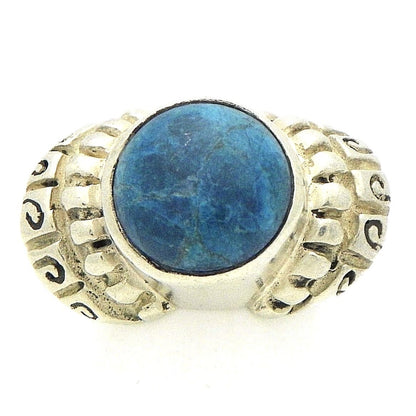 Turquoise Solitaire Ring Solid .925 Sterling Silver Size 5.5 17.6g