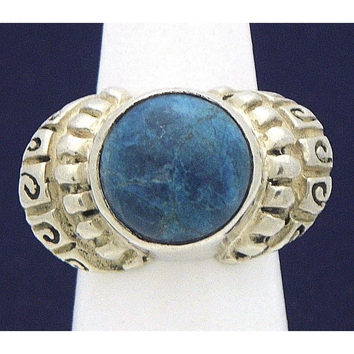 Turquoise Solitaire Ring Solid .925 Sterling Silver Size 5.5 17.6g