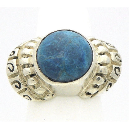 Turquoise Solitaire Ring Solid .925 Sterling Silver Size 5.5 17.6g